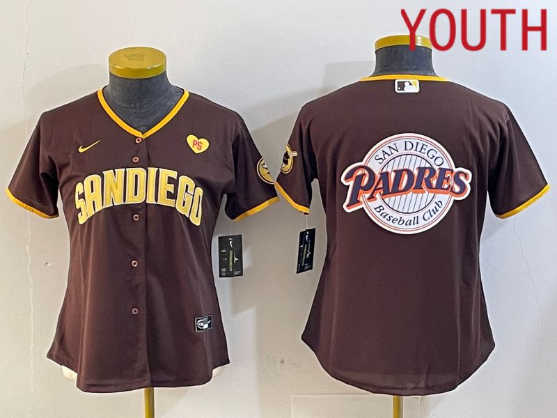 Youth San Diego Padres Blank Browm Game 2024 Nike MLB Jersey style 11->youth mlb jersey->Youth Jersey